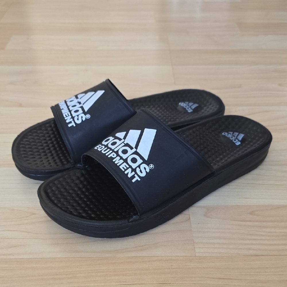 Adidas Black Equipment Boys Sandals Slides Size 38